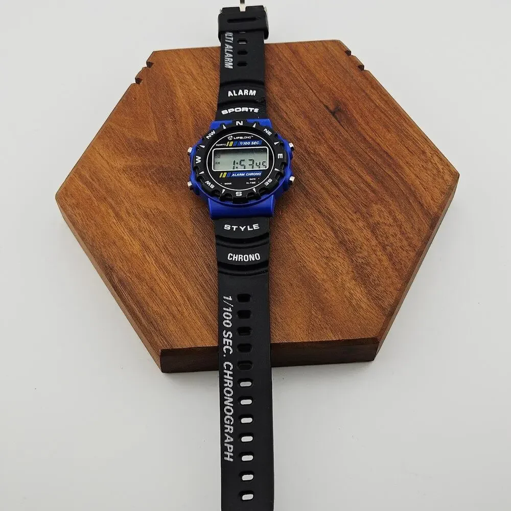 Lifelong Mens Digital Sports Watch Blue Black Running Alarm Sporty Multifunction